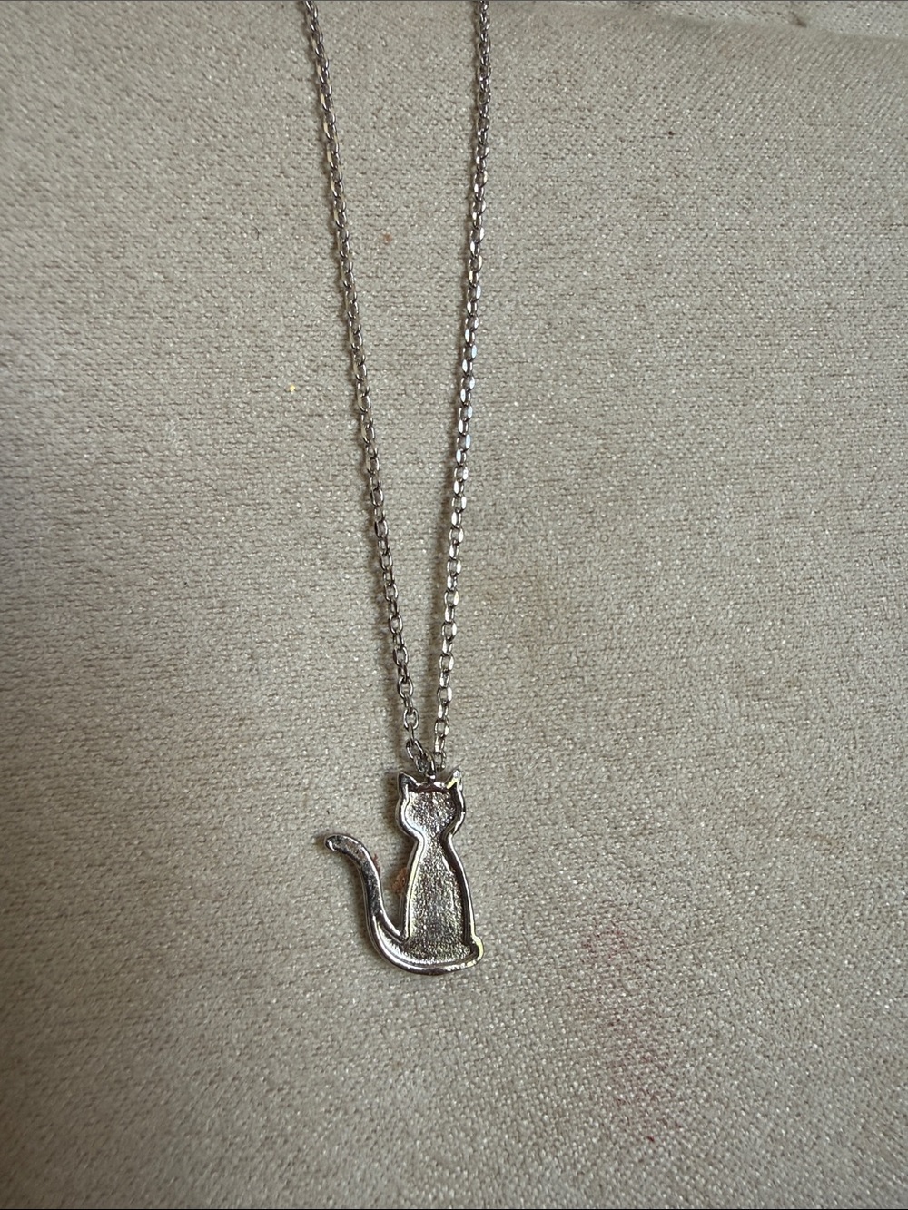 Stainless Steel Silver Cat Pendant Necklace - Minimalist Cat Silhouette